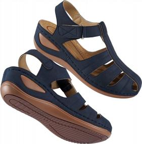img 4 attached to Boho Chic Women'S Summer Wedge Sandals With Ankle Strap, Round Toe, And Comfortable Gladiator Design For Beach, Outdoor, And Casual Wear