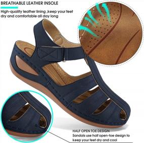 img 2 attached to Boho Chic Women'S Summer Wedge Sandals With Ankle Strap, Round Toe, And Comfortable Gladiator Design For Beach, Outdoor, And Casual Wear