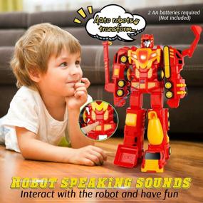 img 2 attached to Transform Robot Car Toys Truck, Assemble Cars Action Figures Set - Pull Back Play Vehicles For Boys, Toddlers, And Kids Ages 3-6 - Construction Toy Set
