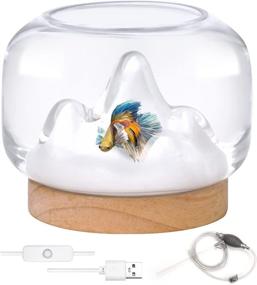 img 4 attached to Stunning Glass Betta Fish Tank with Color-Changing LED Night Light - Perfect Desktop Decoration for Office or Home Room Decor