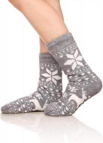 img 2 attached to Fuzzy Winter Slipper Socks For Women - Super Soft And Warm With Grippers For Walking On Floors, Reading, Or Sleeping - Cozy Reindeer Design