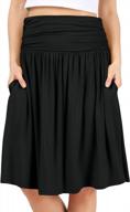 simlu women's plus size skirt with pockets below knee length ruched flowy midi skirt logo