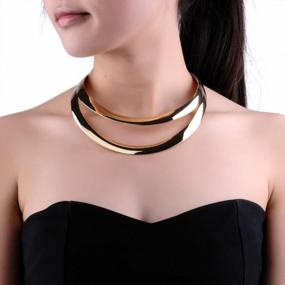 img 3 attached to Women'S Stainless Steel Gold/Silver Choker Collar Necklace Statement Bib Open African Jewelry