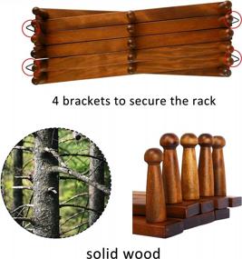 img 1 attached to Expandable Wooden Accordian Wall Hanger & Coat Rack In Walnut Finish With 17 Pegs For Hats, Caps & More
