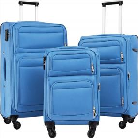img 4 attached to Набор чемоданов Merax из 3 предметов с мягкими стенками и замком TSA, расширяемый чемодан Spinner Wheel