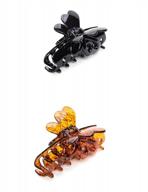 2-pack 3.9" black brown butterfly design plastic crystal banana clip hair claw accessories for women girls logo