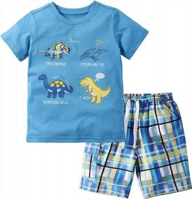 img 4 attached to Summer Short Sets For Boys: Toddler Cotton T-Shirt And Pants 2-Piece Outfit By Jobakids Clothing