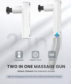img 3 attached to RENPHO Extend Massage Gun, 2 In 1 Electric Hand Held Back Massager Gun Deep Tissue, Percussion Muscle Massage Gun For Athletes With Type-C Charging, Portable Massagers For Neck And Back Christmas Gift