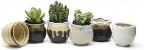 img 2 attached to Enhance Your Décor with the Eye-Catching Goldblue Flowing Glaze Ceramic Succulent Plant Pot - Perfect for Cactus, Flowers, and More! (6 Colors*2, Set of 12)