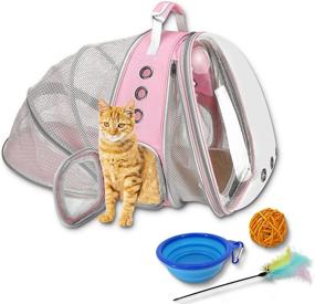 img 4 attached to Expandable Cat Backpack, Airline-Approved Pet Carrier Backpack with Transparent Capsule Design for Travel, Hiking, and Outdoor Use - Pink