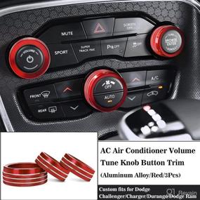 img 3 attached to 🔴 Auprite Climate Control Knob Covers 2015-2022 for Challenger, Charger, 300/300s, Ram - 3Pcs/Red