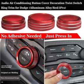 img 2 attached to 🔴 Auprite Climate Control Knob Covers 2015-2022 for Challenger, Charger, 300/300s, Ram - 3Pcs/Red