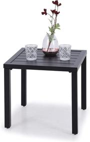 img 4 attached to PHI VILLA Black Metal Square Side/End Table For Indoor And Outdoor Use - Perfect For Patio, Coffee Bistro And Small Spaces