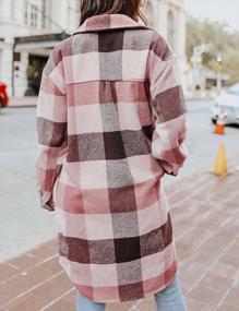 img 2 attached to UANEO Women'S Plaid Shacket Jacket: Long Flannel Wool Blend Coat With Button-Down Front For Fall