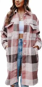 img 3 attached to UANEO Women'S Plaid Shacket Jacket: Long Flannel Wool Blend Coat With Button-Down Front For Fall