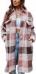 uaneo women's plaid shacket jacket: long flannel wool blend coat with button-down front for fall logo