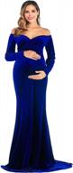 oqc off-shoulder velvet maternity gown: long-sleeved, fitted, half-circle maxi dress for stunning photography props logo