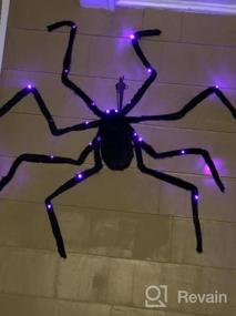 img 5 attached to Станьте жутким с гигантскими светящимися волосатыми черными пауками SEASONJOY'S 4Ft для украшения вечеринки в честь Хэллоуина!