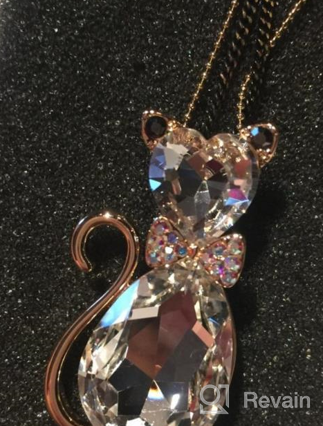 img 1 attached to Rigant Gold Plated Heart Cut & Teardrop Swarovski Elements Crystal Bow Tie Cat Animal Pendant Long Chain Necklace - Elegant Jewelry Statement Piece review by Bill Kodba