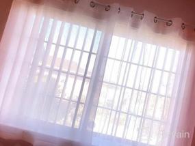 img 6 attached to DWCN Ombre Sheer Curtains - Faux Linen Gradient Semi Voile Grommet Top Занавески для спальни и гостиной для девочек, набор из 2 оконных занавесок, длина 52 X 63 дюйма, розовый