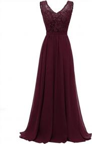 img 4 attached to Yexinbridal Women V Neck Bridesmaid Dress Long Lace Bodice Chiffon A-Line Wedding Evening Gowns