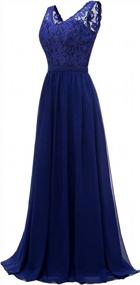 img 3 attached to Yexinbridal Women V Neck Bridesmaid Dress Long Lace Bodice Chiffon A-Line Wedding Evening Gowns