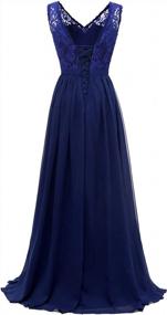 img 2 attached to Yexinbridal Women V Neck Bridesmaid Dress Long Lace Bodice Chiffon A-Line Wedding Evening Gowns