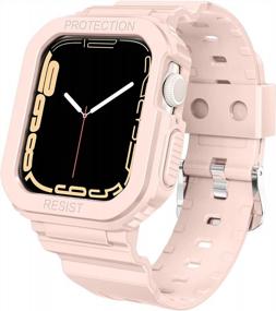 img 4 attached to Прочный ремешок Goton, совместимый с Apple Watch, серия Apple Watch SE 7 6 5 4 3 2 1, кристально-розовые ремешки для спортивного браслета IWatch с защитным бампером