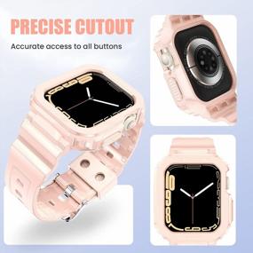 img 2 attached to Goton Rugged Band Compatible For Apple Watch Apple Watch Series SE 7 6 5 4 3 2 1 Crystal Pink Bands For IWatch Sports Wristband With Protective Bumper Case