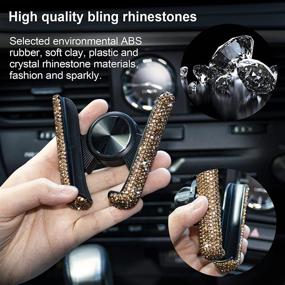 img 2 attached to 💎 Amiss Sparkling Bling Car Phone Holder for Dashboard - 360° Adjustable Fashion Car Mount with Air Vent Base, Rhinestone Crystal Car Accessories Decor for Women & Girl - Gold