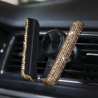 💎 amiss sparkling bling car phone holder for dashboard - 360° adjustable fashion car mount with air vent base, rhinestone crystal car accessories decor for women & girl - gold logo