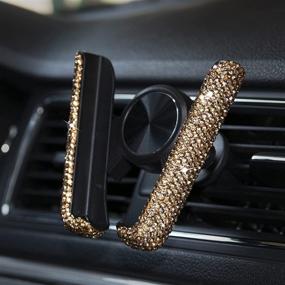 img 4 attached to 💎 Amiss Sparkling Bling Car Phone Holder for Dashboard - 360° Adjustable Fashion Car Mount with Air Vent Base, Rhinestone Crystal Car Accessories Decor for Women & Girl - Gold