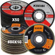 kseibi 60 pack 646004-686012 angle grinder kit with 50 cut off wheels and 10 aluminum oxide flap discs, 4-1/2 inch logo