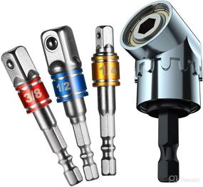 img 4 attached to 🔧 Optimized Product Name: Right Angle Impact Driver & Bit Set, Socket Attachment Drill Kit, Nut Driver Set with Universal Socket Wrench, Angle Drill Adapter, and 3Pcs Impact Grade Socket Wrench Extension Set (1/4, 3/8, 1/2")