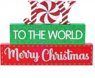 oyaton рождественские деревянные знаки декор стола с блестками - маленькая деревянная радость миру и веселый рождественский знак для рождественской столешницы, полки, многоуровневого подноса, каминной доски, украшения для дома в помещении логотип
