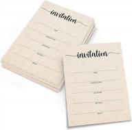 rustic blank invitations (set of 24 with envelopes) 5x7 inches - fill-in kraft tan for weddings, parties, showers - minimalist script design - made in usa logo