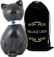 🐾 palace urns cat memorial urn - black, white, or bronze - cremation keepsake for pet's ashes - durable metal alloy, white finish, 42 cubic inch capacity - with velvet drawstring bag - 8.25x4.25 логотип