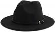 classic fedora with wide brim, unisex style and chic belt buckle by melesh logo