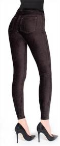 img 3 attached to Slim-Cut Stretch Corduroy Leggings By MeMoi - Thin-Rib For Comfort And Style!