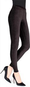 img 4 attached to Slim-Cut Stretch Corduroy Leggings By MeMoi - Thin-Rib For Comfort And Style!