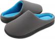wishcotton men's simcomfy casual slip on slippers with cozy memory foam, summer breathable closed toe man house shoes, lightweight non-slip indoor/outdoor sole logo