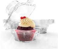 houseables cupcake containers with liners, clear - pack of 50, 3.5” x 🧁 3.875” x 4.25” - ideal for transporting and displaying jumbo cupcakes, hinged pastry holder логотип