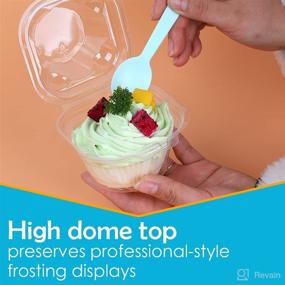 img 2 attached to Houseables Cupcake Containers with Liners, Clear - Pack of 50, 3.5” x 🧁 3.875” x 4.25” - Ideal for Transporting and Displaying Jumbo Cupcakes, Hinged Pastry Holder