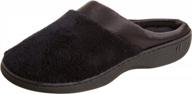 isotoner womens microterry clog slippers, black, 8.5-9 us logo