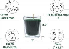 img 2 attached to 8 Dark Green Unscented Paraffin Votive Candles In Glass By CandleNScent