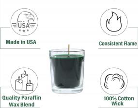 img 3 attached to 8 Dark Green Unscented Paraffin Votive Candles In Glass By CandleNScent