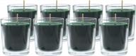 8 темно-зеленых парафиновых свечей в стекле без запаха от candlenscent логотип