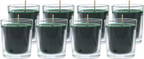 img 4 attached to 8 Dark Green Unscented Paraffin Votive Candles In Glass By CandleNScent