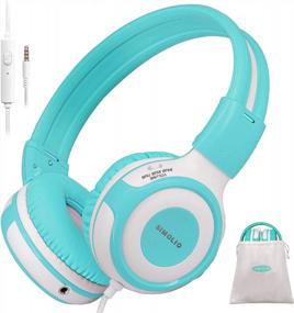 img 4 attached to SIMOLIO Kids Headphones For Young Girls & Boys - Wired With Mic, Share Port & Adjustable Headband - On-Ear For School IPad Tablet Kindle Airplane (SM-903M)