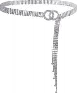 lovful women's dress belts with full rhinestone,double o-ring sparkle chain waistband belt logo